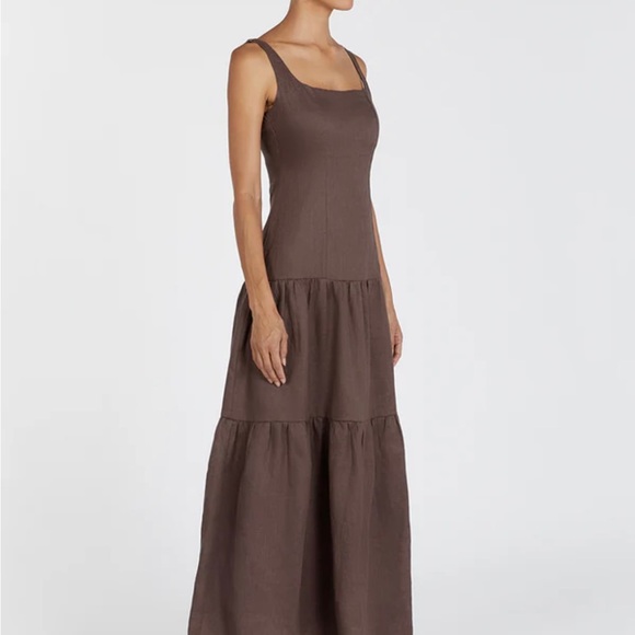 Diish CAMILLE CHOCOLATE LINEN MAXI DRESS - Picture 2 of 3